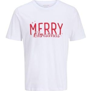 JACK & JONES Jjxmas Tekst Tee Ss Crew Neck, wit, L