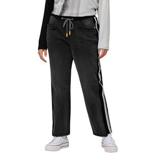 Ulla Popken, Damesbroek, grote maten, jeansbroek met elastische band, boyfriend, zwart, 48 NL
