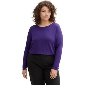 TOM TAILOR Dames plussize basic longsleeve met bootkraag, 36518 - Cosmic Violet, 44 NL