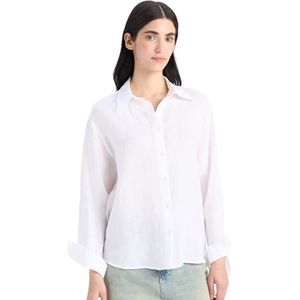 DeFacto Damesshirt - lange mouwen - comfortabele tops voor dames casual shirt met lange mouwen, wit, M