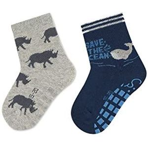 Sterntaler Unisex kinderen abs sokken Dp neushoorn + walvis sokken, lichtgrijs, gemêleerd, 18 EU