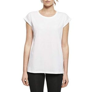 Build Your Brand Dames T-shirt van 100% biologisch katoen verkrijgbaar in 2 kleuren Ladies Organic Extended Shoulder Tee, maten XS - 5XL, wit, M