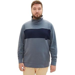 TOM TAILOR Heren Plussize Sweatshirt, 32437 - Dusty Dark Teal Spacedye, 4XL grote maten