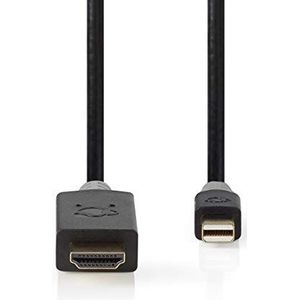 Mini DisplayPort-Kabel - DisplayPort 1.4 - Mini-DisplayPort Male - HDMI Connector - 48 Gbps - Verguld - 2.00 m - Rond - PVC - Antraciet - Window Box