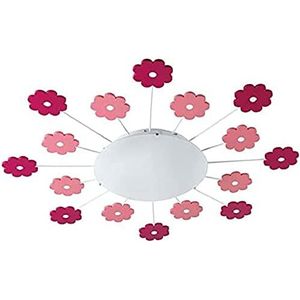 EGLO plafondlamp VIKI 1, 1 lichtbron kinderkamer wandlamp, stalen plafondlamp, kleur: roze, glas: wit gesatineerd, fitting: E27