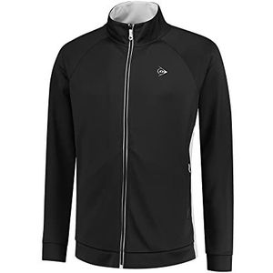 Dunlop Heren Club Heren Gebreid Jas Tennis Shirt, Zwart/Wit, M, zwart/wit, M