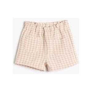 Koton Babygirl Short Pocket Detail Elastische Taille Knoopdetail, Pink Check (2c7), 2-3 Jaar