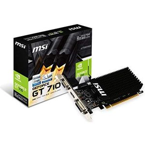 Msi NVIDIA GeForce GT 710 2GD3H Lp Nvidia Geforce Hdmi Dvi-D D-Sub Grafische Kaart, Pci Express 2.0 X16, 2048Mb Ddr3, 64 Bit, Zwart