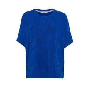 BRAX Dames Style Charlene Jaquard Flower Ronde Hals Korte Mouw T-Shirt, Inkt Blauw, 44