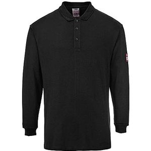 Portwest Vlamvertragende Antistatische lange mouw Polo Shirt Size: XL, Colour: Zwart, FR10BKRXL
