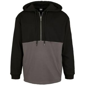 Urban Classics Herentrui met capuchon, relaxed, halve rits, hoodie, sweatshirt met capuchon, dark shadow, M