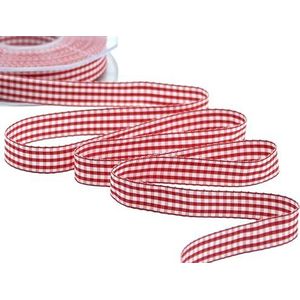 Furlanis - Vierkante band, lint voor kerstdecoratie, geschenkpakketten, Italiaanse stof - rood, 15 mm x 25 m