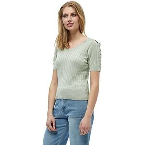 DESIRES Dames Geisha Rib Ruffle Blouse Pullover Sweater, desert sage, M