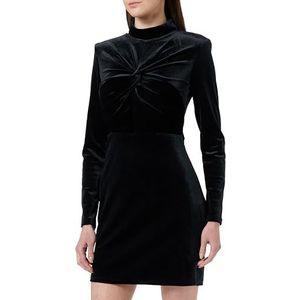 Koton Dames High Rise Shirred Velvet Mini Party Dress, zwart (999), M