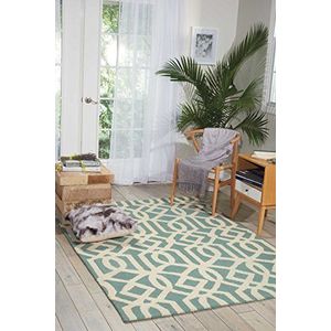 Nourison tapijt Mondrian 99446220806 – Aqua/Ivory handgeweven tapijt, aqua/ivoor, 3 ft 9 inch x 5 ft 9 inch