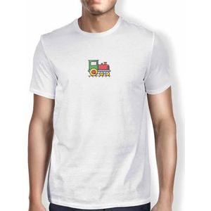 Green Fish, Basic T-shirt voor heren, 100% katoen, regular fit, Digital Icon Printed, maat: M, kleur: wit, wit, M