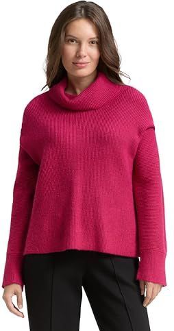 Tom Tailor - Coltrui - Dark Pink Melange - Met Col - Lange Mouwen