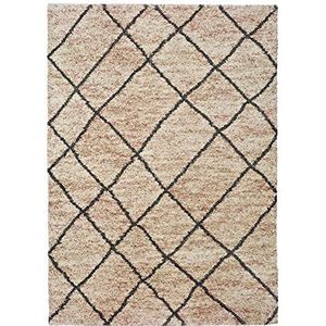 ECCOX - Hoogpolig tapijt van polypropyleen met jute basis, zacht en duurzaam tapijt, voor ingang, woonkamer, eetkamer, slaapkamer, kleedkamer, beige (80 x 150 cm)
