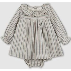 Gocco Bedrukte jurk met ruche-hals, paars, standaard voor baby's, Paars, 18-24 Maanden