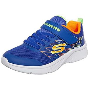 Skechers Microspec Texlor Sneakers voor jongens, Blauw Textiel Oranje Lime Trim, 28 EU