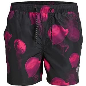 JACK & JONES Jpstfiji Jjswim Core zwemshorts voor heren, Zwart/Detail:Pink Yarrow, XL