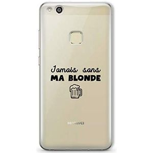 Zokko Beschermhoes voor Huawei P10 Lite Jamais zonder Mijn Blonde – zacht transparant inkt zwart