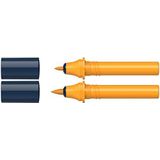 Schneider 040 Paint-It Twinmarkers cartridges (Brush Tip & 1,0 mm ronde punt, kleurintensieve inkt op waterbasis, voor gebruik op papier, 95% gerecycled kunststof) oranje 109