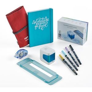 COLOP Bullet Journal Set, Bestaande uit de mobiele printer e-Mark go, liniaal, 4 Tombow ABT Dual Brush Pens, 1 Lijmroller, 1 Bullet/Travel Journal, 1 Rolcase