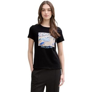 TOM TAILOR DENIM - Shirt - Gemengde Kleuren - Katoen - Ronde Hals - Kwartmouw