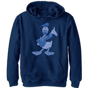 Disney Characters Donald Tone Boy's Hooded Pullover Fleece, Navy Blue Heather, Small, Heather Navy, S