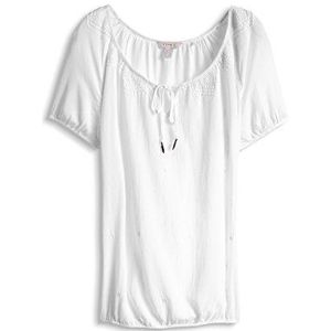 ESPRIT Dames regular fit blouse van licht katoenen crèpe in Carmen-stijl 064EE1F014, wit (white 100), 38