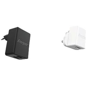 ENERGIZER - Set van 2 opladers_1 EU-adapter 12 W 2 USB-A + 1 oplader UK-stekker met Apple MFI-kabel