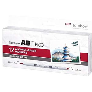 Tombow ABTP-12P-1 ABT Pro Voetbalpen, met 2 punten, basic kleuren