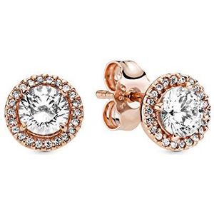 Pandora Timeless Square Sparkle Halo 14-karaats rosévergulde oorknopjes met heldere zirkoniasteentjes