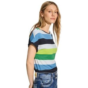 Gestreept T-shirt, Dark Petrol Blue, S