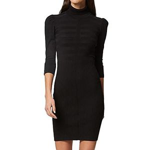 Morgan Nauwsluitende trui-jurk met rolkraag, Zwart, S