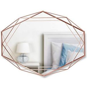 Umbra Prisma Moderne geometrische vormgeving ovale spiegel wanddecoratie voor slaapkamer, badkamer, woonkamer, eetkamer, 22x17in, koper
