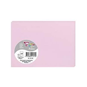 Clairefontaine 1313C – verpakking met 25 afzonderlijke kaarten – formaat C6, 11 x 15,5 cm – 210 g/m² – kleur: roze – uitnodigingskaarten voor evenementen en correspondentie – Pollen-serie – premium