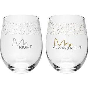 GRUSS & CO Trinkglas Set Motiv ""Mr right - Mrs always right