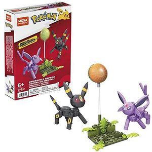 Mega Construx Pokémon Umbreon en Espeon - Bouwset met beweegbare Pokémon - Lichtgevende maan - 122 stenen - 12 cm - Cadeau voor kinderen vanaf 6 jaar