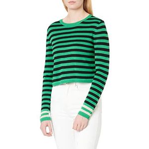 ONLY Dames ONLVICCI L/S Crop Stripe KNT Pullover Sweater, Green Bee/Stripes: W.Black/Pumice Stone, S (3-pack)