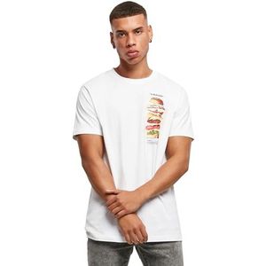 Mister Tee Heren T-shirt A Burger Tee, T-shirt met fotoprint voor mannen, grafisch T-shirt, streetwear, wit, 4XL