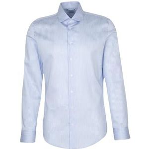 Seidensticker Zakelijk overhemd voor heren, X-Slim Fit, gemakkelijk te strijken, Kent-kraag, lange mouwen, 100% katoen, blauw, 36