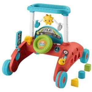 Fisher-Price 2-zijdige Stabiel Tempo Loopwagen (Multi-editie Italiaans, Spaans, Portugees, Engels), loopspeelgoed met autothema voor baby's, voor kinderen van 6 maanden tot 3 jaar, HJP46