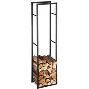 Relaxdays brandhoutrek voor binnen, hoog houtrek voor haard & oven, staal, HxBxD: 170 x 44.5 x 30 cm, zwart
