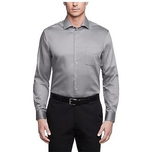 Van Heusen Heren Overhemden Regular Fit Lux Satijn Stretch Solid, Grijs, 16.5 Neck / 34-35 Sleeve