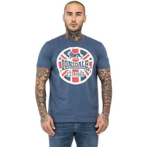 Lonsdale Heren T-shirt normale pasvorm LUNKLET, navy/ecru/rood, M, 117524