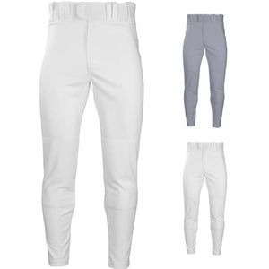 Rawlings Men's Standard PRO 150 Series Baseball Pant | Jogger Fit | Adult Sizes | Solid & Piped Options, White, Small