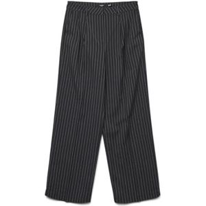 VERO MODA Vmrita Mw Wide Dad Pant broek voor dames, Phantom/Stripes: sneeuwwitte pinstripe, 34/XXL/L