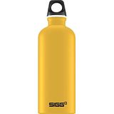 SIGG Traveller Mustard Touch Aluminium drinkfles, klimaatneutraal gecertificeerd, geschikt voor koolzuurhoudende dranken, lekvrij, vederlicht, BPA-vrij, geel, 0,6 l
